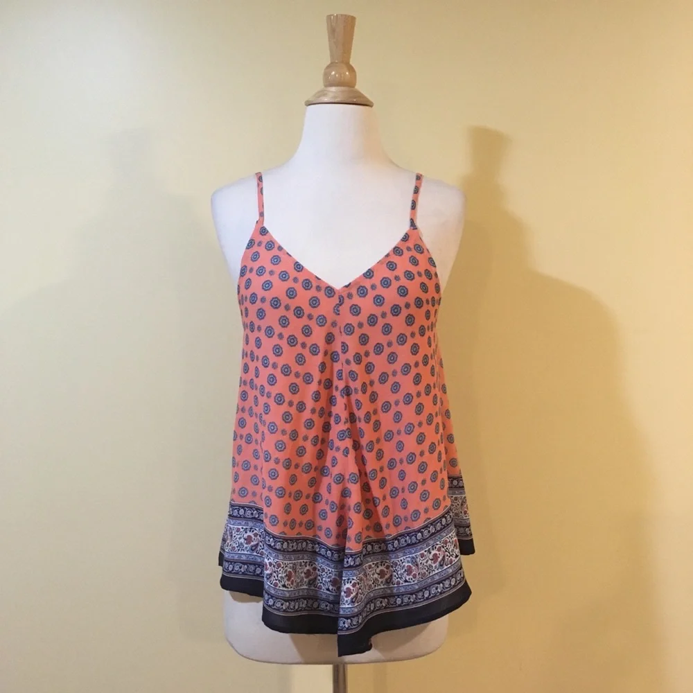 Floral Handkerchief Hem High Low Cami Blouse - Picture 5 of 7